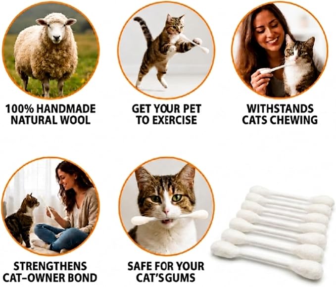 Glaciart One Swabs Cat Toys with Catnip - 6 Pk | Durable for Chew, Cute Cat Toys Interactive Kitty for Boredom, Exercise, & Play | Filled w/Organic Catnip for Anxiety & as Digestive Aid | Gift Idea - Image 4