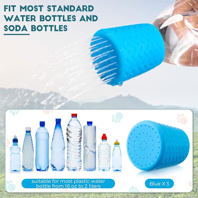 3 Pieces Portable Outdoor Shower for Dogs, Bottle Attachment Outdoor Water Sprayer Accessory, Works with Most Plastic Water or Soda Bottles from 16 oz to 2 Liters (Sky Blue) | Portable Outdoor Use, Fits 16oz to 2 Liter Plastic Bottles, Silicone Sprayer... - Image 2