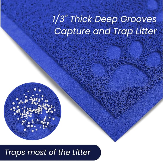 Andalus Small Cat Litter Mat, Pack of 2 - Waterproof, Non-Slip & Easy to Clean Cat Litter Box Mat for Extra Efficient Pet Litter-Trapping, Blue (15.75” X 11.75”) - Image 4