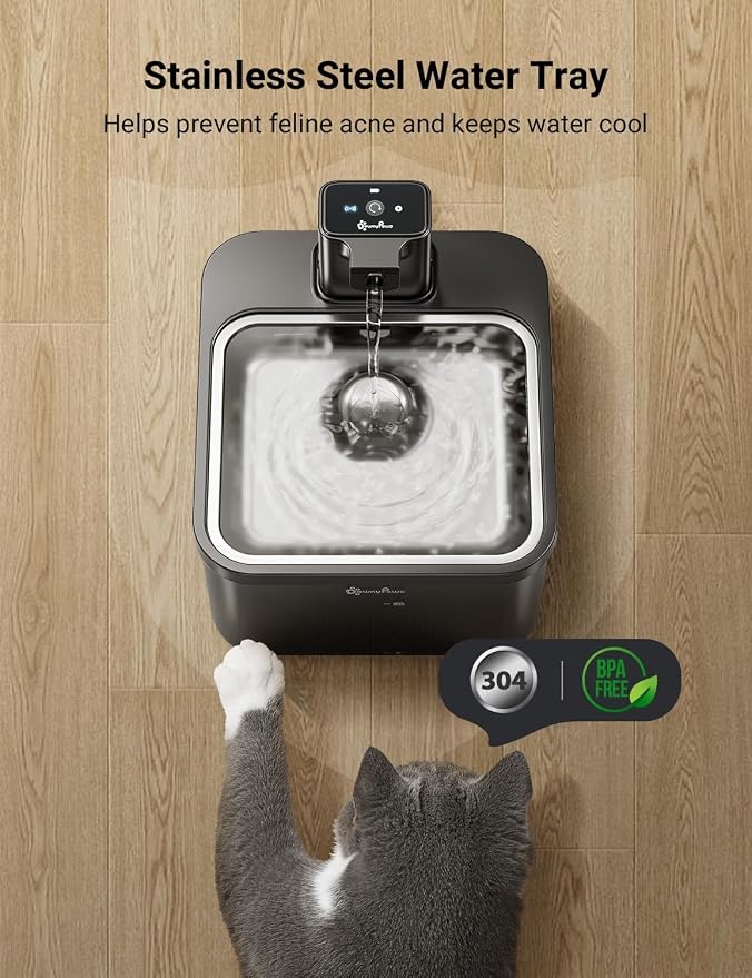 DownyPaws Cat Water Fountain Cordless, Pet Fountain, 84oz/2.5L, Black Pro | Wireless Cat Drinking Water Fountains for Cats Indoor, Fursink , Battery Operated, Motion Sensor, Ultra Quiet Pump, BPA-Free - Image 5