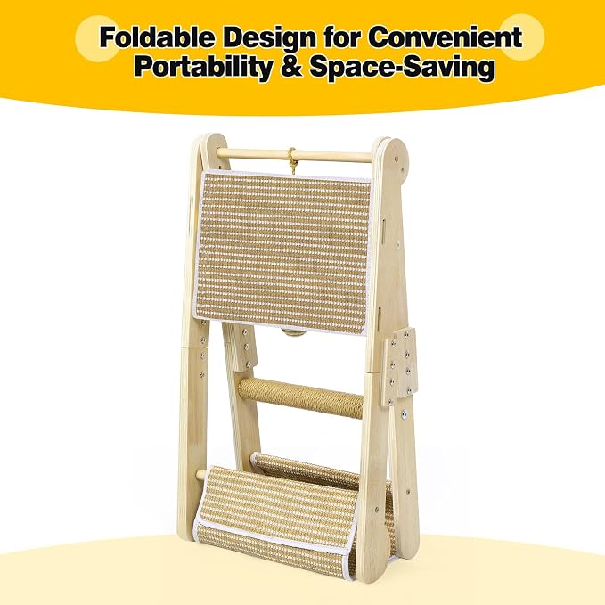 Cat Scratching Pads, Cat Scratch Board, Protecting Furniture Cat Scratcher with Toy Ball, Triangle Shaped 3 Usable Sides for Indoor Cats, Cat Scratch Post, Cat Toy Durable Woodboard Vertical - Image 2