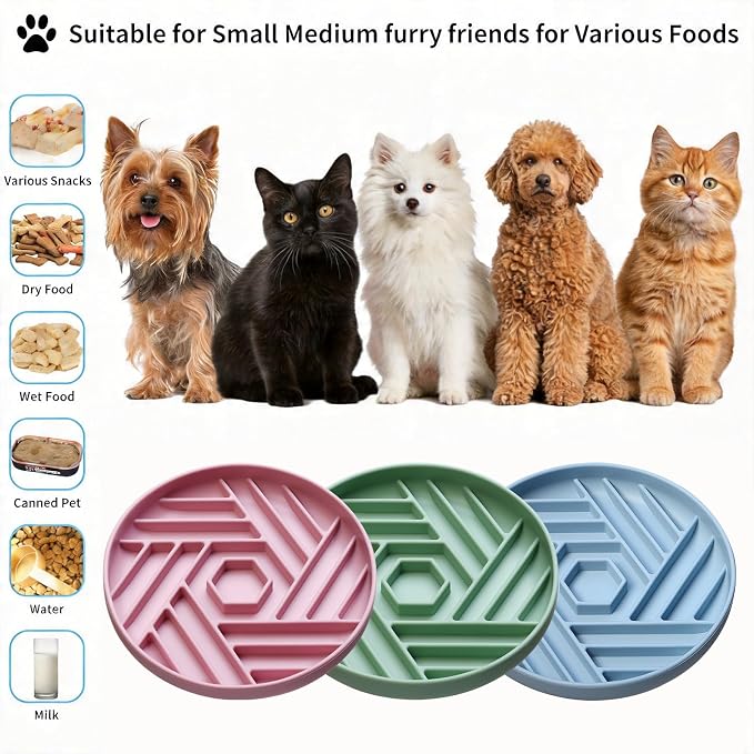Silicone Slow Feeder Dog Bowl with Suction Base, Anti Choking Pet Bowl | for Small and Medium Dogs & Cats, Maze Design Non-Slip Food Grade Slow Eating Bowl to Prevent Bloating - Image 3