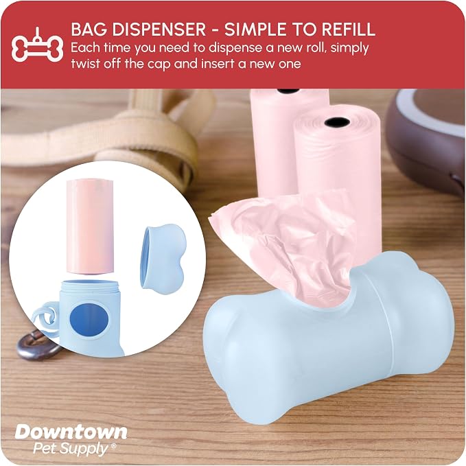 Downtown Pet Supply Scented Poop Bags for Dogs with Dispenser, 180 Count - Leak-Proof Dog Waste Bags and Bone-Shaped Dog Poop Bags Holder for Leash - Lavender Scented, 12.5" x 8.5" - Image 7