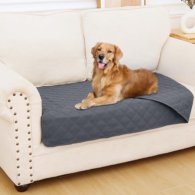 Smiry Waterproof Reversible Pet Couch Covers for Dogs | Pet Friendly, Soft Fabric, Washable Sofa Furniture Protector for Dogs Cat Kids, Checkered (30"x53", Dark Grey/Dark Grey) by Smiry