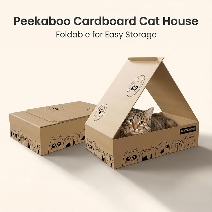 All-in-One Cardboard Cat Scratchers for Indoor Cats, Oval Cat Scratch Box & Lounger Beds Kitten Loves, Durable Cat Scratching Pads + Bonus Toys Couch Cat Scratch Protector - Image 4