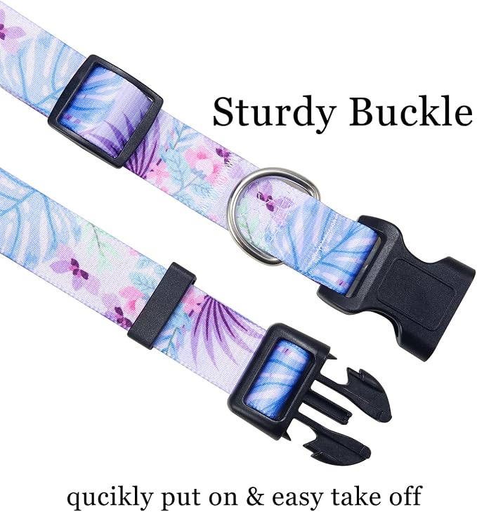 Mihqy Dog Collar for Large Dogs, Fashion Design, Purple Flower,L | Neck Fit 14.9"-24.8", Multiple Patterns，4 Sizes for Small Medium Large Dogs, Comfortable for Walks and Outdoor Hikes - Image 4
