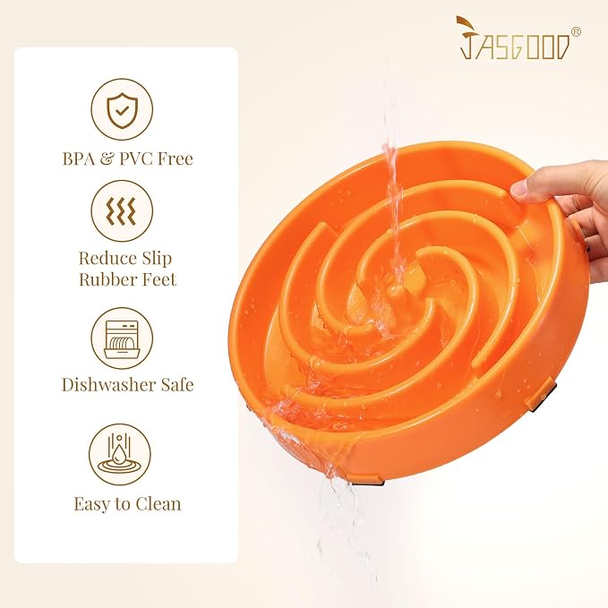 JASGOOD Slow Feeder Dog Bowl - Anti-Gulping, Prevents Bloat & Choking, Healthy Design for Large & Medium Dogs - Image 5