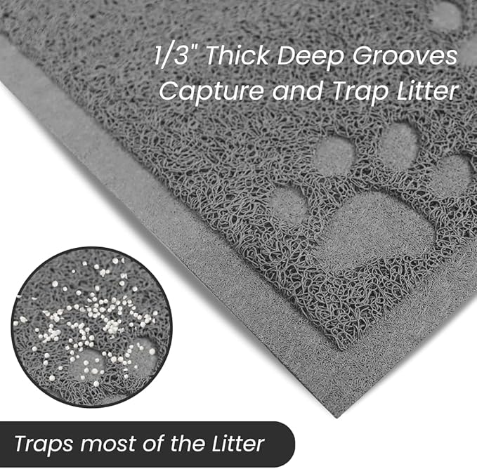 Andalus Extra Large Cat Litter Mat, Pack of 1 - Waterproof, Non-Slip & Easy to Clean Cat Litter Box Mat for Extra Efficient Pet Litter-Trapping, Grey (35” X 23”) - Image 4