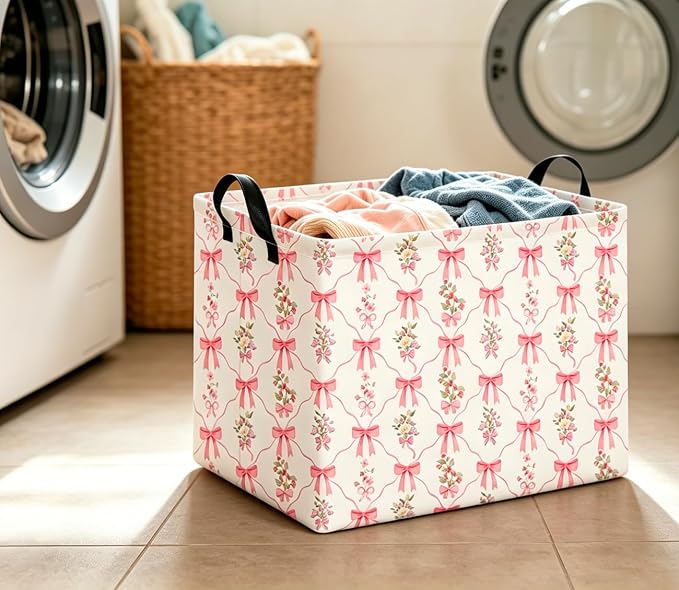 CLOCOR Rectangular Storage Basket Empty,Gift Basket,Waterproof Storage Bin,Room Decor(Spring Flower) - Image 5