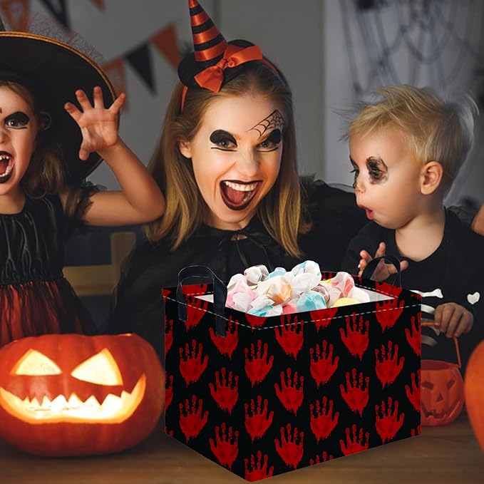 Halloween Ghost thriller basket,Empty Halloween basket,Horror and thriller decor,Trick or Treat Box for Boys and Girls,Horror decor(Handprint) - Image 4