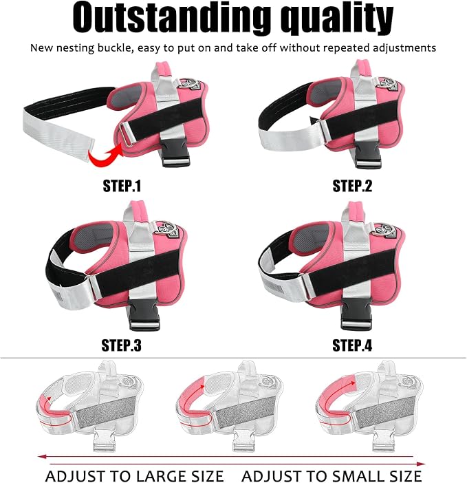 Dog Harness, No-Pull Reflective Dog Vest, Breathable Adjustable Pet Harness with Handle for Outdoor Walking - No More Pulling, Tugging or Choking - Image 3