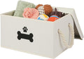 Dog Toy Basket with Lid, Dog Basket for Toys, Dogs Toy Box with Cotton Rope Handles, Collapsible Storage Bins for Pet Toys, Dogs Storage Organizer, Beige by GreenPetopia