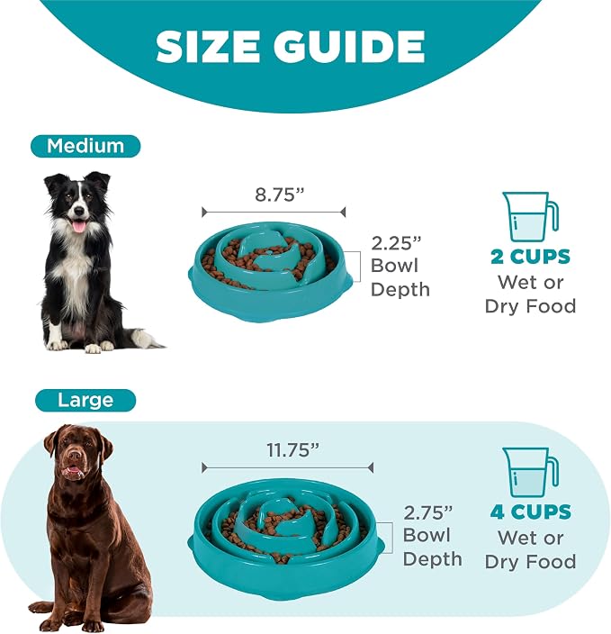 Outward Hound Fun Feeder Slo Bowl – Large 4‑Cup Capacity, Slow Feeding, Medium to Large Dogs, Non‑Slip, Turquoise, Drop Pattern | Slows Fast Eaters, Can Aid Digestion, Holds 4 Cups Dry or Wet Food, Non-Slip Base, Easy Clean, No BPA, Medium to Large Dogs - Image 5