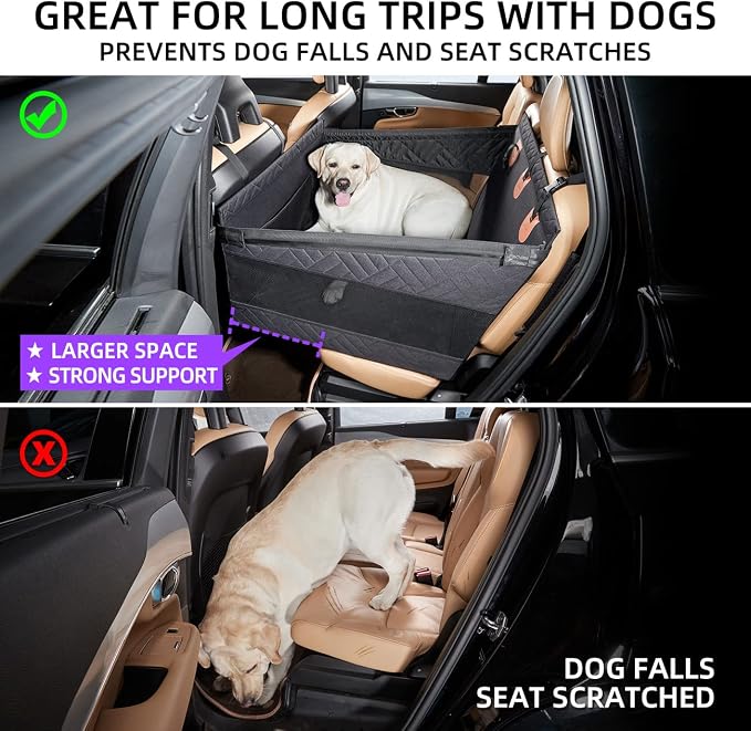 TKYZ Large Dog Car Seat,Back Seat Extender for Dogs,Hard Bottom Seat Cover | Waterproof,Pet Hammock Suitable for Large,Medium,Small Dogs,Pet Seats Protector for sedan, SUV and Truck,Black-L - Image 2