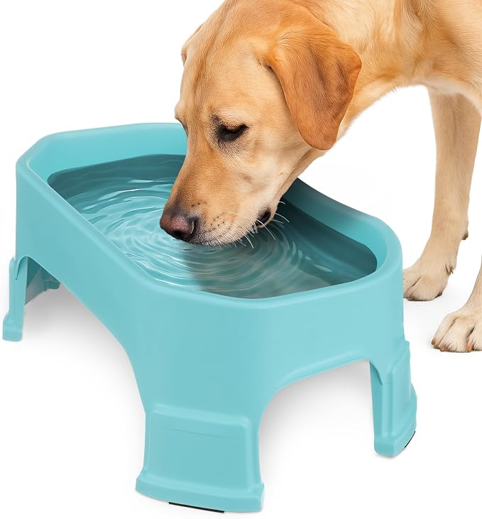 Neater Pet Brands Extra Large Water Bowl for Dogs, Elevated Outdoor Dog Water Bowl (1.25 Gallon XL Capacity), Big Trough Style Food Dish for Indoors or Outside, No Spill Large Dog Bowls, Aquamarine by NeaterPetBrands