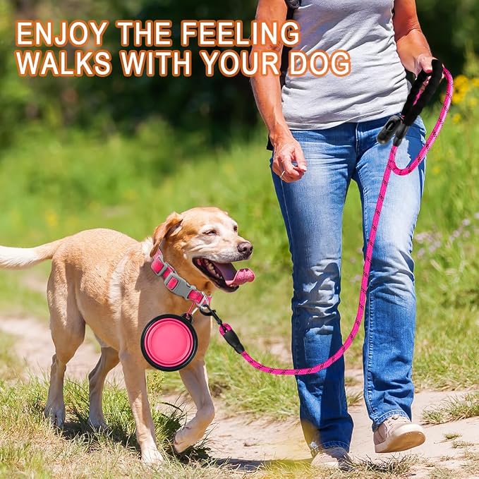 BARKBAY Dog Leashes for Large Dogs Heavy Duty Dog Leash 4/5/6 FT with Comfortable Padded Handle and Highly Reflective Threads for Medium Large Dogs Walking Training Running (6FT-1/2'',Fushcia) - Image 7