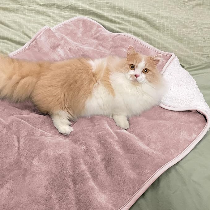 Soft Waterproof Blanket for Bed Couch Sofa, Dusty Pink, 30x40 inches | Liquid Pee Proof Pet Blanket for Dog Puppy Cat, Reversible Sherpa Fleece Blanket for Couch Cover, Furniture Protector - Image 2
