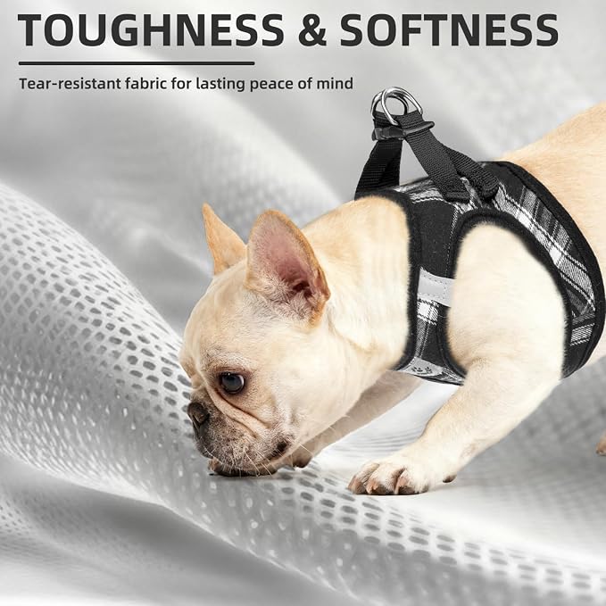 PUPTECK Dog Harness, Collar and Leash Set No Pull for Small Medium Sized | Plaid Puppy Step-in Escape Proof Reflective No Choke Pet Cat Adjustable Walking Vest - Image 6
