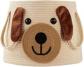 Large Dog Woven Basket with Handles - Toy Storage Bin, Baby Gift & Animal Nursery & Cute Laundry Basket, for Clothes, Towels, Toys (Dog) by Hugaboom