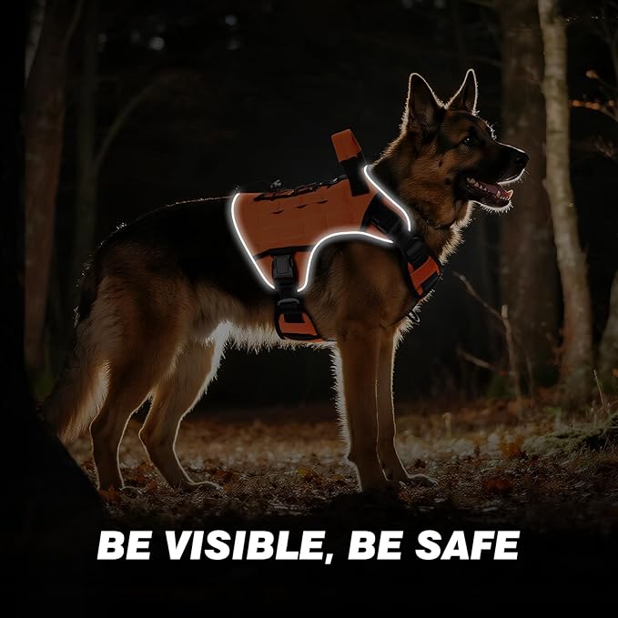 WINGOIN Orange Tactical Dog Harness for Large Dogs,No Pull Dog Harnesses | Heavy Duty with Handle,Adjustable Reflective,Military K9 Style,xl Size Pet Vest,for Husky Doberman,for Walking Hiking - Image 5