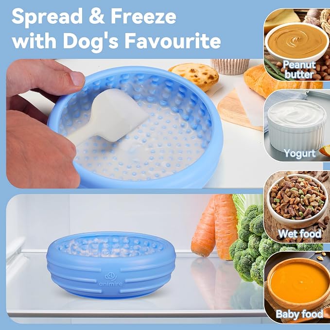 Dog Lick Bowl, Animire Freeze Lick Mat for Dogs, Non-Slip Slow Feeder Licking Bowl Enrichment Treat for Distraction Anxiety Relief, Food Grade Silicone, Dishwasher Safe(Baby Blue,L) - Image 4