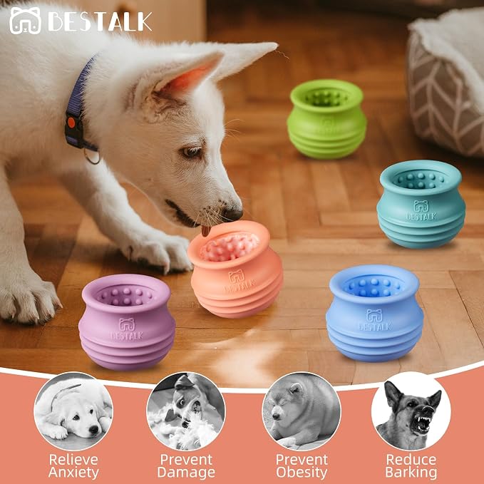 Dog Enrichment Treat Toy, Long-Lasting Wobbly Interactive Freeze Lick Toys for Dogs, Stuffable Puzzle Feeder Toy for Boredom, Silicone Treat Dispensing Chew Toy (Pastel Orange,L) - Image 5