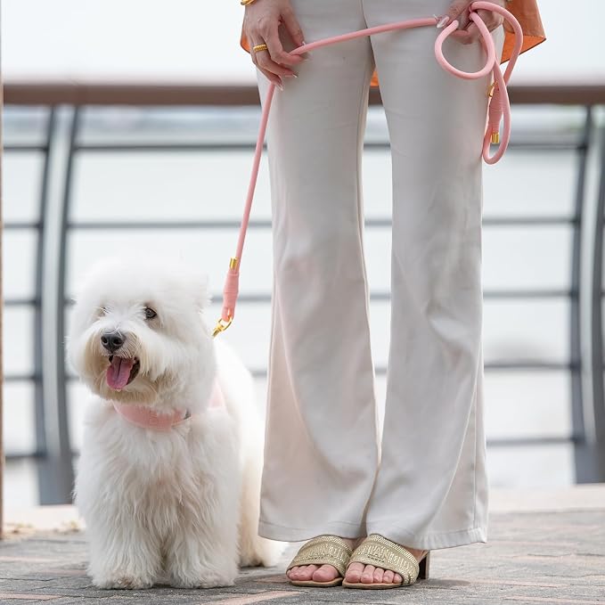 5FT Dog Leash 5/16 inch Puppy Cat Rope Lead | Light Pink,with Anti-tangle Swivel Clip, Comfortable Non-slip Grip Handle, Ideal for Daily Walks, for Small Medium Dogs - Image 9
