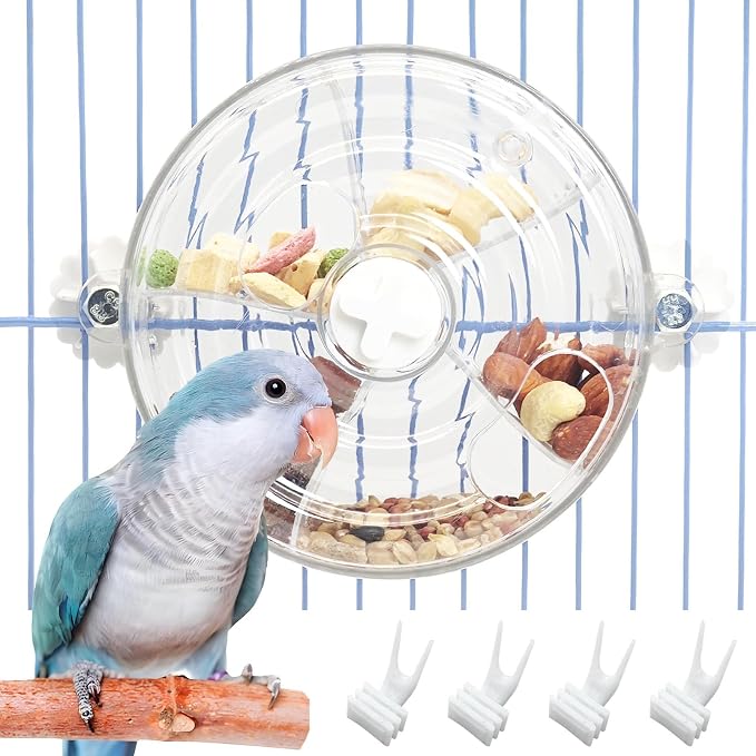 BNOSDM Bird Foraging Toy Creative Feeder Systems with Seed Food Rotating Wheel for Enrichment & Training Parrot Puzzle Toys Ideal for Small and Medium Cockatiel Parakeet ConureWhite by BNOSDM