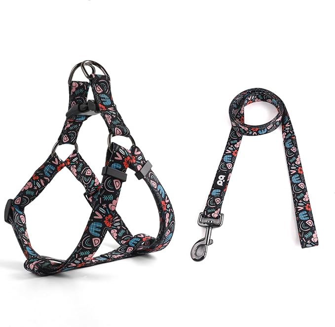 Dog Harness Leash Set Adjustable Heavy Duty No Pull Halter Harnesses for Small Medium Large Breed Dogs Back Clip Anti-Twist Perfect for Walking by QQPETS
