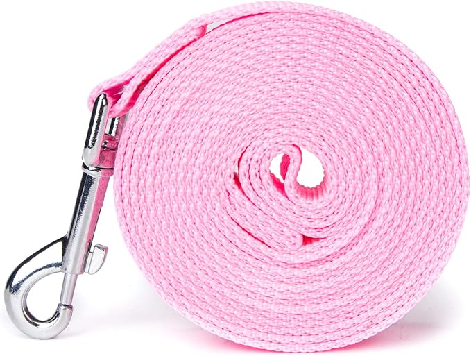 Strong Durable 15ft Nylon Dog Training Leash, 1 Inch Wide Traction Rope, for Small and Medium Dog (Pink, 15 Feet) - Image 7