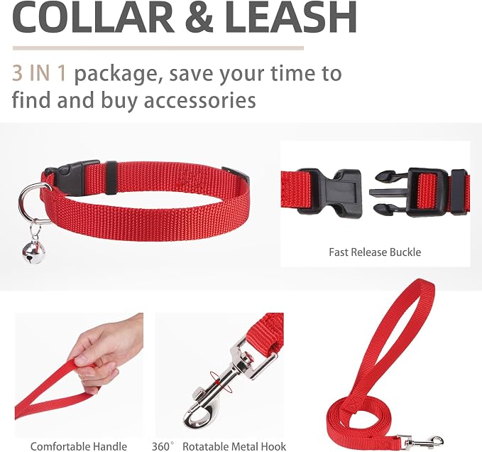 PUPTECK Dog Harness, Collar and Leash Set No Pull for Small Medium Sized | Soft Mesh Puppy Step-in Escape Proof Reflective No Choke Pet Cat Adjustable Walking Vest - Image 4