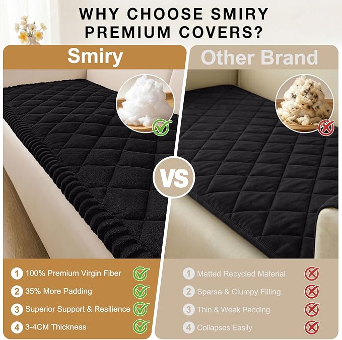 Smiry Non Slip Couch Cover for Dogs, Fuzzy Plush Pet Sofa Protector | Washable Furniture Cover for Large Dogs & Cats, Scratch & Dirt Resistant, For 3 Cushion Couch, Black, 27.6"x82.7" - Image 4
