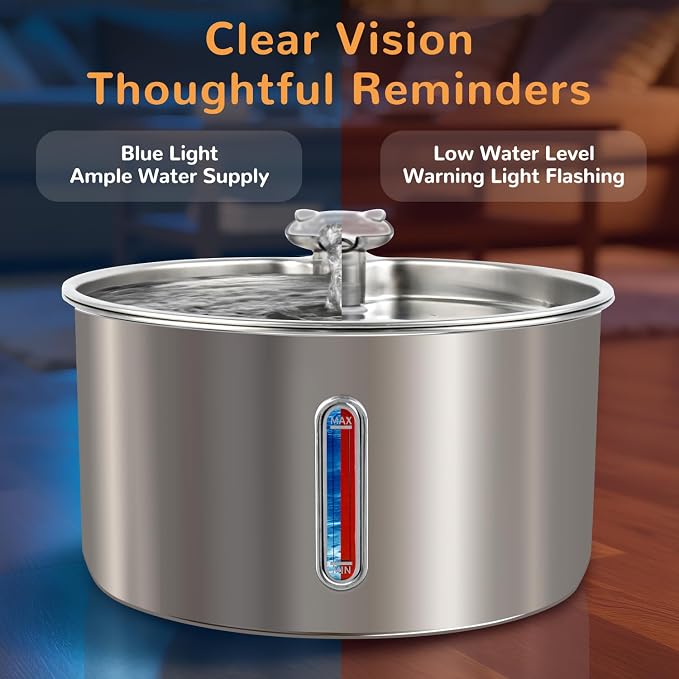 Stainless Steel Cat Water Fountain, 135oz/4L, 12 Filters | Automatic Pet Water Dispenser with Ultra-Quiet Adjustable Pump and 3 Flow Modes for Cats, Dogs, Multi-Pet Homes - Image 5