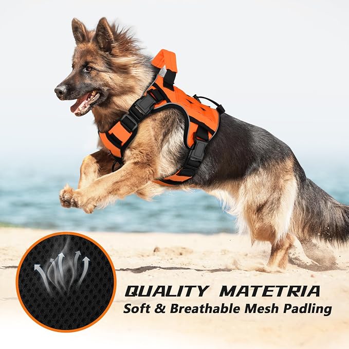 WINGOIN Orange Tactical Dog Harness for Small Dogs,No Pull Dog Harness | Heavy Duty with Handle,Adjustable Reflective,Military K9 Body Pet Vest,for French Bull Pugdog,for Walking Training Running - Image 3