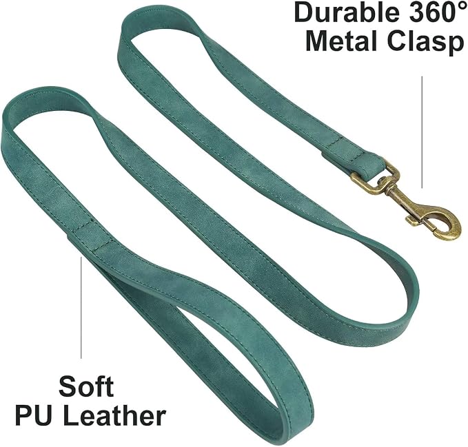 Didog PU Leather Dog Leash for Small Dogs, 5/8in x 4ft, Green | Soft Grip Full Control, Easy Clean, Metal D-ring for Poop Bag Holder, Tangle-Free 360° Swivel Clasp, for Walking & Training - Image 3