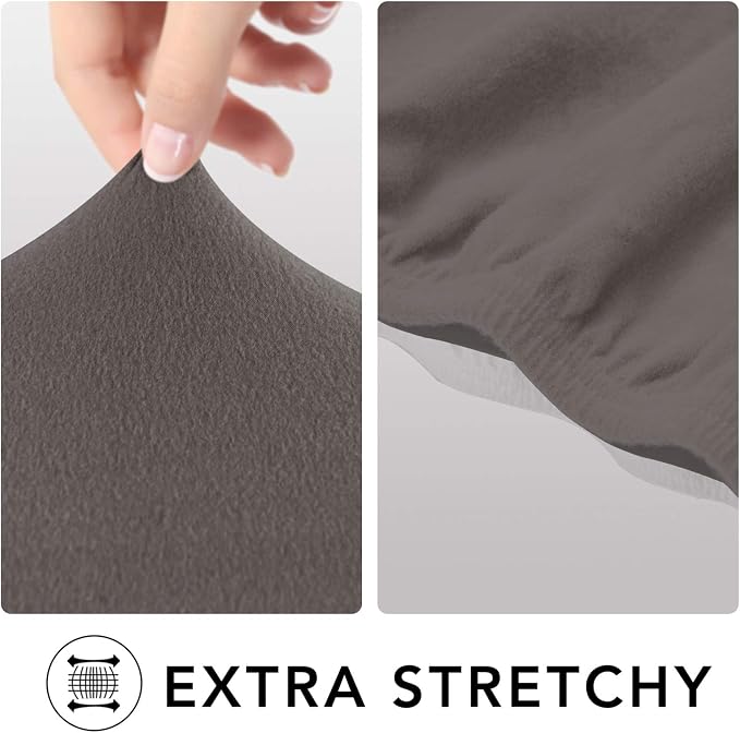 PureFit Stretch Couch Covers for Sofa 4 Seater Slipcovers Taupe | 1-Piece Sofa Cover Washable Soft Couch protector, Couch Slipcover with Non Skid Foam and Elastic Bottom for Kids, Dogs - Image 4