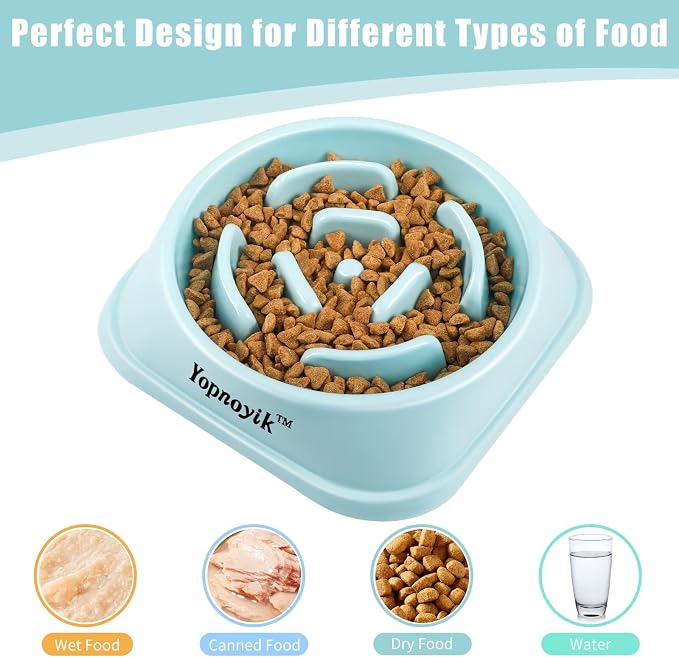 Slow Feeder Dog Bowls for Medium Dogs & Cats | Non-Slip Base, Anti-Choking Design, Reduces Bloating & Overeating, Easy to Clean, 1.5-2 Cups - Image 4