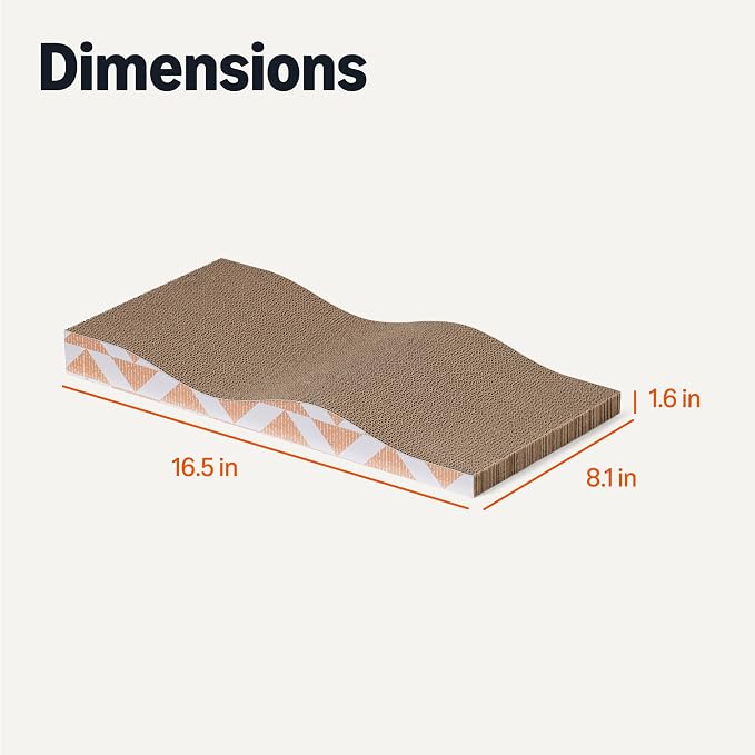 Amazon Basics Cat Scratching Post, Reversible Double-Sided Corrugated Cardboard with Catnip, Curved Wave Design, 16.5 x 8.1 x 1.6 in, 2-Pack - Image 5