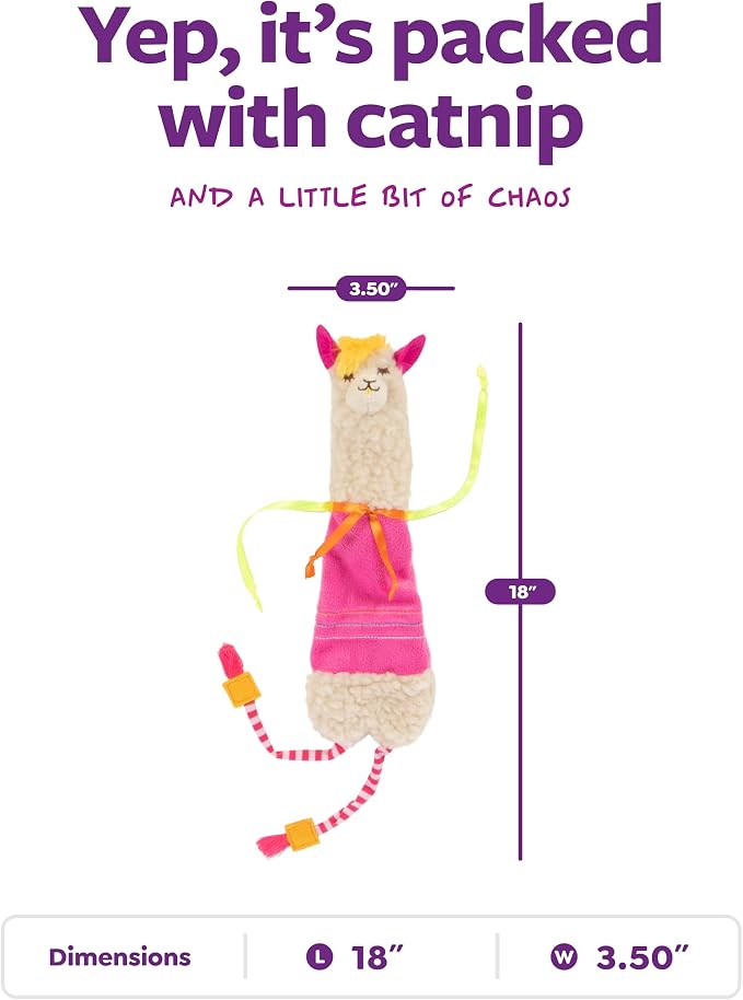 SmartyKat Leggy Llama Catnip Crinkly Plush Kicker Cat Toy, Soft Floppy Body for Wrestling & Bunny Kicks for Cats & Kittens - Image 3