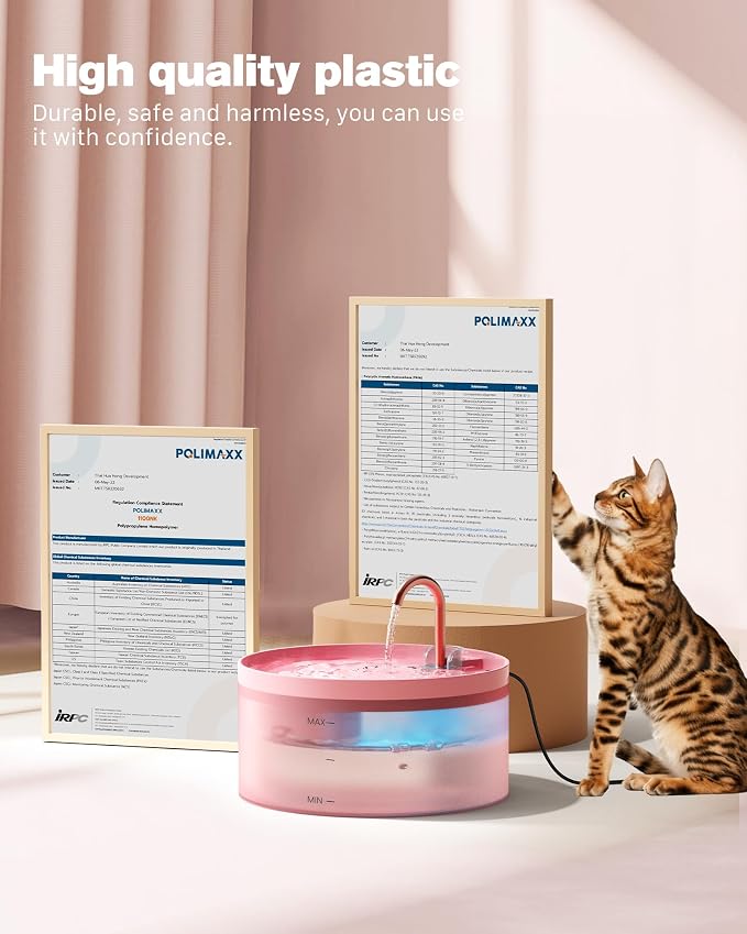 Pink Cat Water Fountain: Super Silent Cats Fountain | 108oz/3.2L Pet Water Fountains for Cats Indoor Faucet Cat Fountain for Cats and Dogs - Image 5