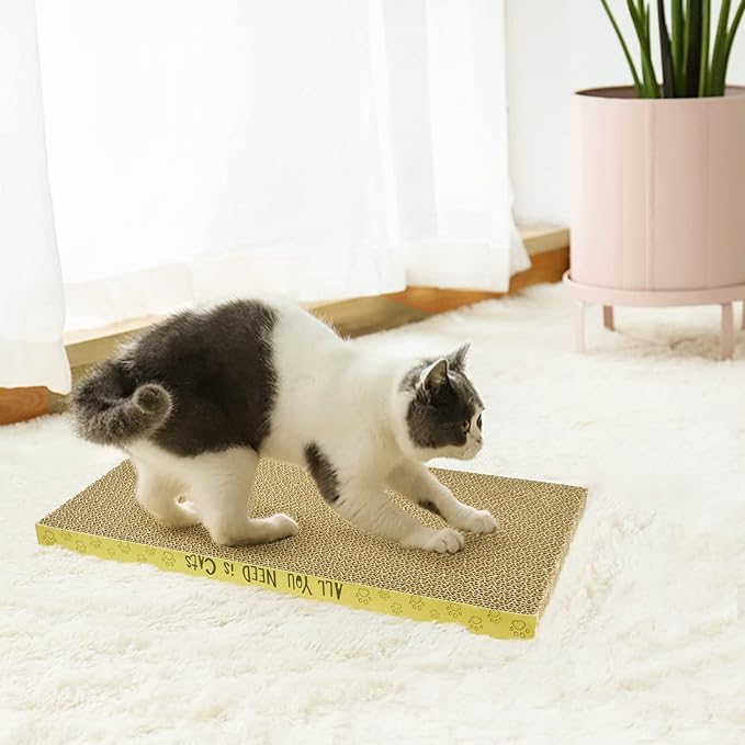 AccEncyc Cardboard Cat Scratcher Pads Cat Scratching Board for Indoor Cats 16.5x8.3x1 Inch Dual-Side Corrugated Cat Scratcher Reusable Cat Supplies - 3 Pack - Image 7