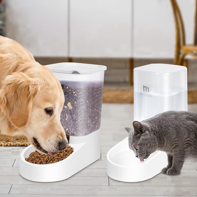 Marchul Dog Feeder and Water Dispenser, Automatic Gravity Dog Food Dispenser, Pet Food Dispenser Set for Small Medium Dogs Puppy Kitten (1 Gallon / 3.8L with Silicone Mat) - Image 7