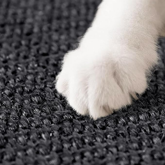 Graciadeco Black Cat Scratching Mat Sisal, 2 Packs Sisal Fabric Large Cat Scratching Pad for Indoor Cats with Adhesive Hook Loop Tape, Wall Scratchers for Indoor Cats 23.6" x 15.7" - Image 4