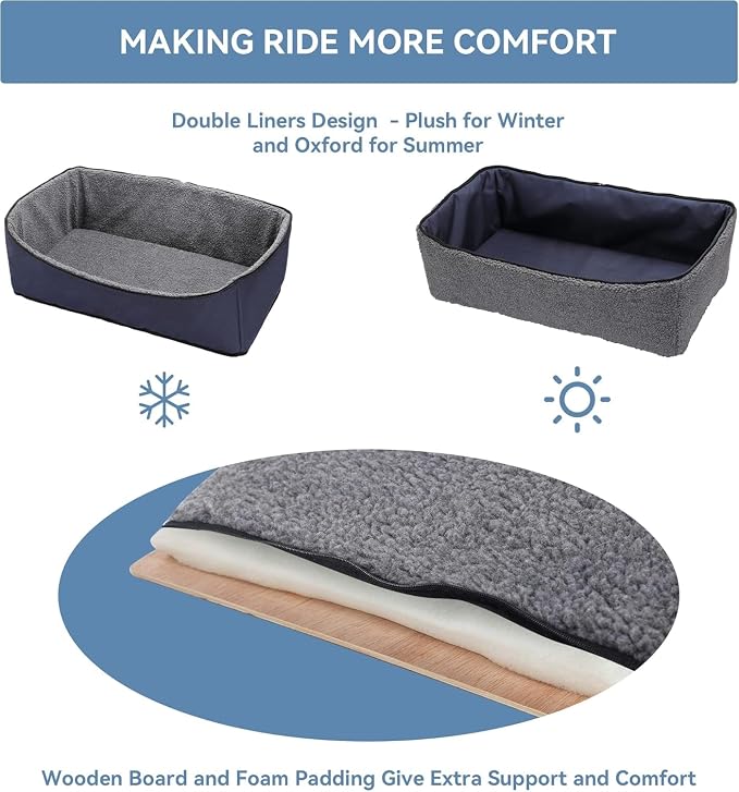 A 4 Pet Dog Car Seat, Under 55 lbs, 2 Safety Belts & Storage Bags | For medium/large dogs or 2 small dogs, portable, comfortable travel seat - Image 3