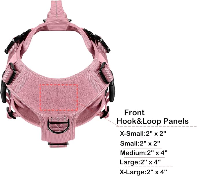 ICEFANG No Pull Tactical Dog Harness for Large Dogs,Adjustable Dog Vest | Control Handle,MOLLE Panel,Front Hook,3 Leash Clips,Soft Padded,for walking training,Pink,Large - Image 3