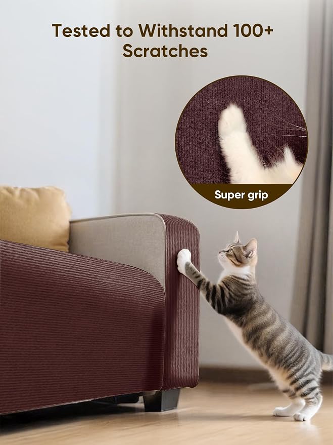 39.4"x15.8" Cat Scratch Mat Furniture Protector, Eco-Friendly DIY Trimmable Self-Adhesive Cat Scratching Pad, Couch Wall Sofa Guard, Reusable Claw Scratching Protector (Brown) - Image 5