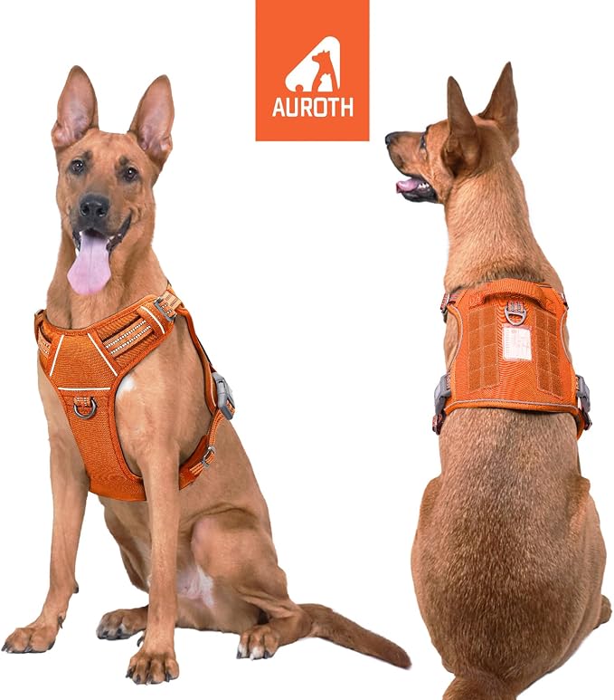 AUROTH Tactical Dog Harness for Large Dogs No Pull Adjustable Pet Harness Reflective K9 Working Training Easy Control Pet Vest Military Service Dog Harnesses Orange L | Easy Control with handle, Adjustable, Reflective, Military K9, for German Shepherd ... - Image 7