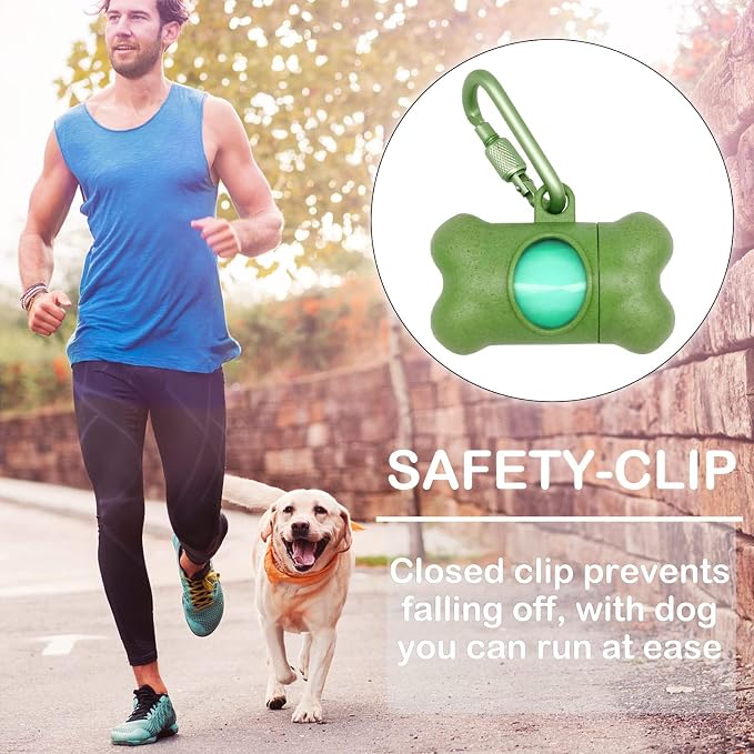 Dog Poop Pickup Bags Holder Dispenser with Standard-Sized Leak-Proof Scented Doggy Waste Bags and Carabiner with Safety Lock&Fastener Never Loose on Leash Lead Again (2 Holder 30 Bags, Green) - Image 7
