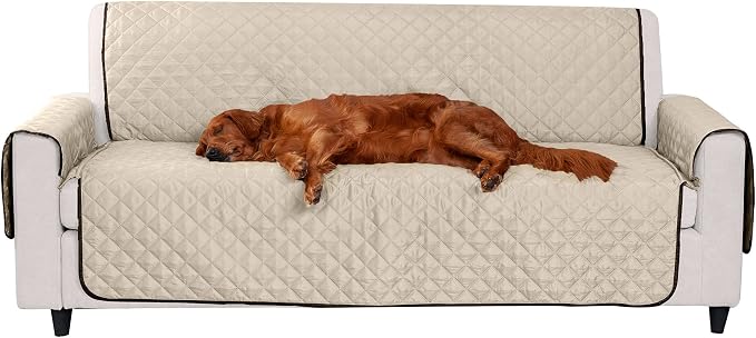 Furhaven Water-Resistant & Reversible Sofa/Couch Cover Protector for Dogs, Cats, & Children - Two-Tone Pinsonic Quilted Living Room Furniture Cover - Espresso/Clay, Sofa - Image 2