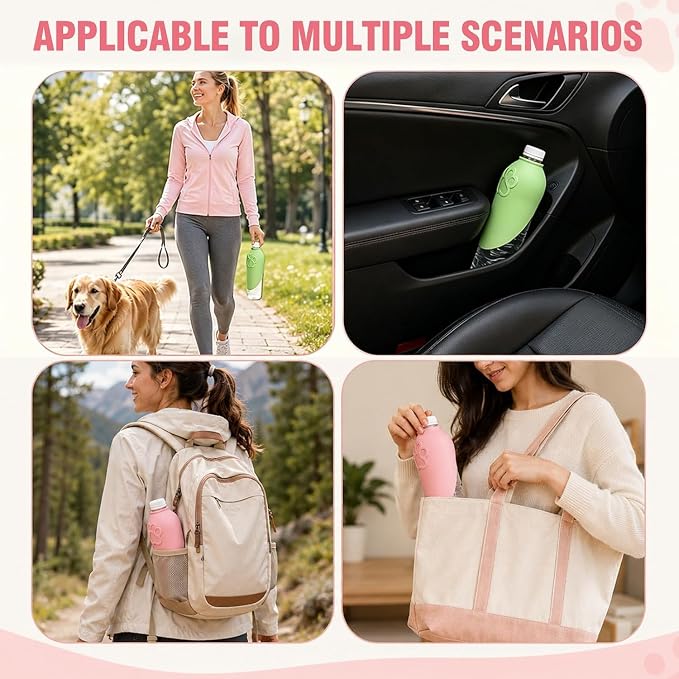 Dog Water Bottle Adapter Portable Silicone Dog Water Dispenser for Standard Water Bottles Leak Proof Outdoor Pet Water Feeder Bowl for Dog Cat Walking Hiking Travel Foldable Leaf Design - Image 5